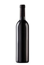 Black Wine Bottle On White Background