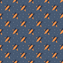 Wall Mural - Happy Halloween. Seamless pattern, texture, background. Stars on dark blue background. Packaging paper design. 