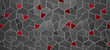 Abstract grey gray anthracite red dark seamless geometric hexagonal hexagon mosaic cement stone concrete tile wall texture background banner