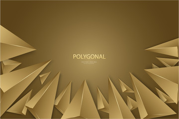  Abstract background with 3d triangles luxury of gold modern design.