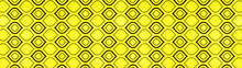 Seamless Geometric Abstract Yellow Black Colorful Paper Textile Tile Wallpaper Texture Wide Background Banner Panorama, With Hexagonal Hexagon Diamond / Rhombus / Lozenge Shape Honeycomb Pattern Print