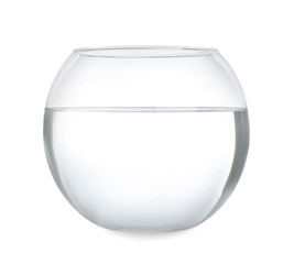 Wall Mural - Glass fish bowl with clear water isolated on white
