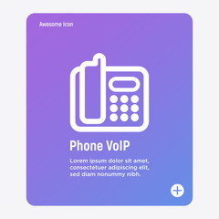 Wall Mural - phone voip thin line icon. voice phone technology. vector illustration.