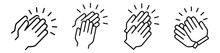 Applause Audience Icon. Clap, Plaudits, Standing Ovation Symbol. Flat Hands Clapping Icons. High Five Signs. Vector Human Language Sign. Compliment Day. Bravo Congratulation, Congrats. Cheer Hands Up