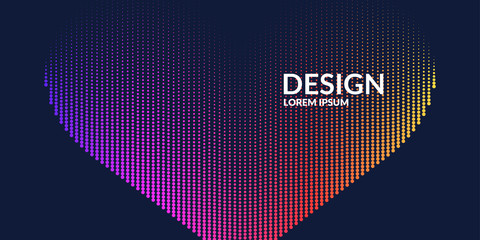 Wall Mural - a heart drawn with lines on a dark background. vector illustration of a symbol of love.