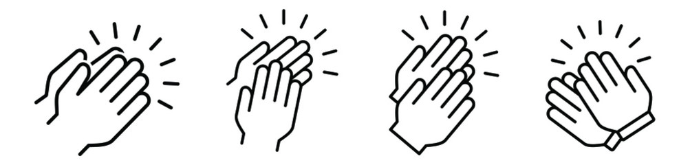 applause audience icon. clap, plaudits, standing ovation symbol. flat hands clapping icons. high fiv