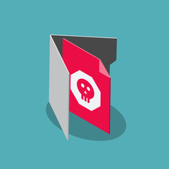 Fototapete - Infected file vector symbol with a folder, a red file and a danger symbol, isolated on blue background. Flat design, easy to use for your website or presentation.