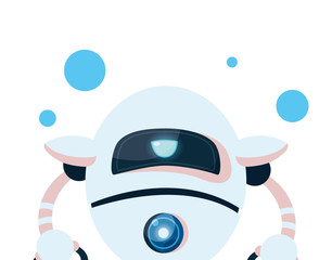 Wall Mural - white robot cartoon with blue circles vector design