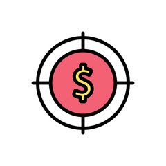 Canvas Print - Target, dollar icon. Simple color with outline vector elements of economy icons for ui and ux, website or mobile application