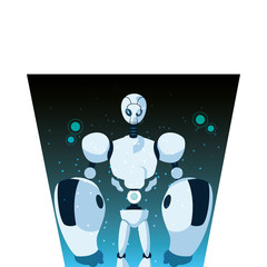 Poster - white robot cartoon vector design