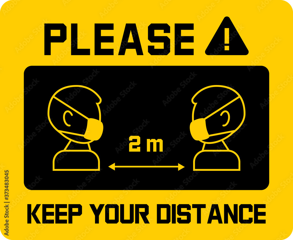 Keep your distance label vector. Social distancing sign. Coronavirus ...