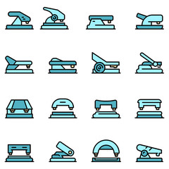 Wall Mural - Hole puncher icons set. Outline set of hole puncher vector icons thin line color flat on white