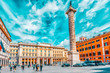 ROME, ITALY - MAY 10, 2017: Column of Marcus Aurelius(Colonna di Marco Aurelio) on Square Column. Rome. Italy.
