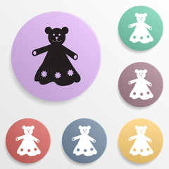 Wall Mural - Toy bear in dress badge color set icon. Simple glyph, flat vector of toys icons for ui and ux, website or mobile application