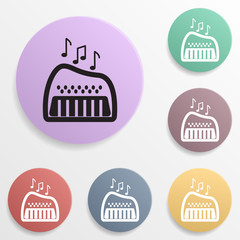 Wall Mural - Toy piano badge color set icon. Simple glyph, flat vector of toys icons for ui and ux, website or mobile application