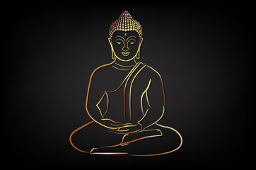golden buddha with golden border element.