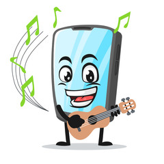 vector illustration of tablet character or mascot playing guitar