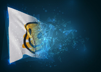 Wall Mural - emoji vector flag, virtual abstract 3D object from triangular polygons on a blue background