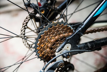 Rusty Bicycle Disc Gears And Chains Are Worn