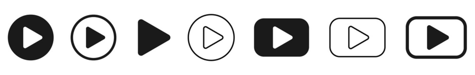 Play button icon vector set
