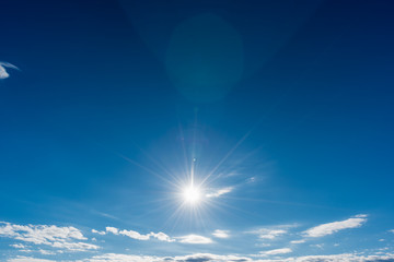 Clear sky in daytime, worm and fluffy clouds, sunny day, spring time