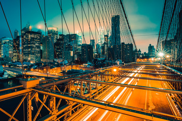 Wall Mural - On Brooklyn Bridge at night