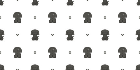 Cartoon character black dog seamless pattern background for design.