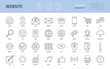© Irene - Website icons. Vector editable stroke icon. Home email address world info call search user service. Security contact print mobile notice time phone buy chat wifi support download music statistic check