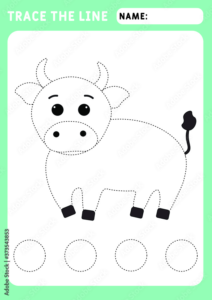 little bull. Symbol 2021. Preschool worksheet for practicing fine motor ...