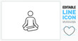 Editable line icon of a stick figure meditating 