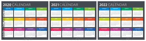 Fotomural 2020 2021 2022 Calendar - illustration. Template. Mock up