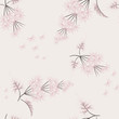 Vector seamless floral pattern. Elegant abstract botanical background with scattered fluffy flower branches, leaves. Simple texture in soft pastel colors. Repeat design for decor, wallpapers, textile