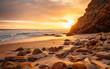 Beautiful sunset landscape of Kogelbay beach, Western Cape, South Africa.