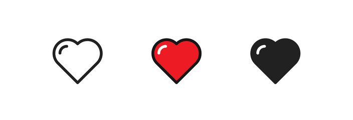 Wall Mural - heart shape, simple isolated icon set. love concept, symbol in vector flat