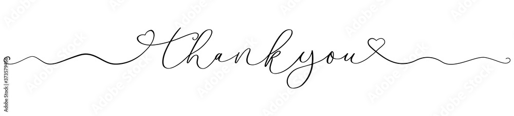 Thank you calligraphy font handwritten letter banner isolated - obrazy, fototapety, plakaty 