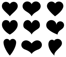 Wall Mural - Heart shape icon symbol black collection