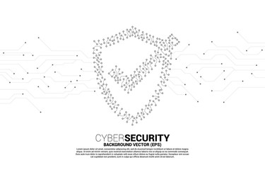 Poster - Protection shield icon from circuit board style dot connect line. concept of guard security and safety