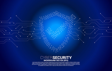 Poster - Protection shield icon from circuit board style dot connect line. concept of guard security and safety