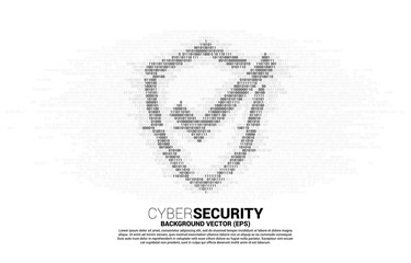 Poster - Protection shield icon from one and zero binary code digit matrix style. concept of guard security and safety