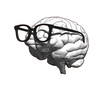 © jolygon - Brain with glasses drawing illustration isolated on white BG