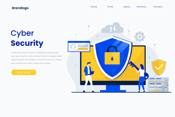 Wall Mural - cyber security landing page vector template. illustration for websites, landing pages, mobile applic