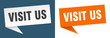 © Aquir - visit us banner sign. visit us speech bubble label set