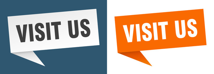 Wall Mural - visit us banner sign. visit us speech bubble label set