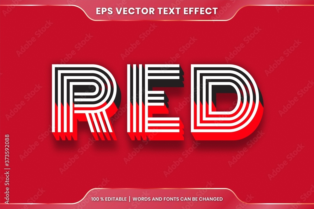Text effect in 3d Red words text effect theme editable retro red and ...