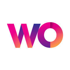 Initial Letter WO Logo Lowercase, magenta and orange, Modern and Simple Logo Design.