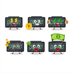 Canvas Print - Digital alarm clock cartoon character with cute emoticon bring money