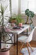 working from home office White desk and chair  with pot plants 