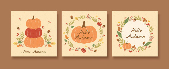 Autumn pumpkin pattern set