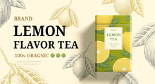 Engraving lemon mint tea ads