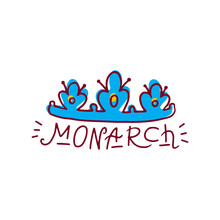 Blue Monarch Crown - Isolated Doodle On White Background.